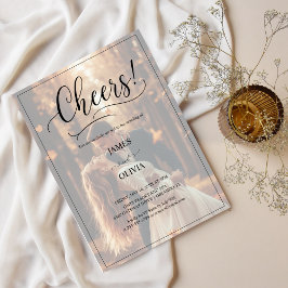 Cheers Elegant 2 Photo Romantic Forest Bröllop Inbjudningar