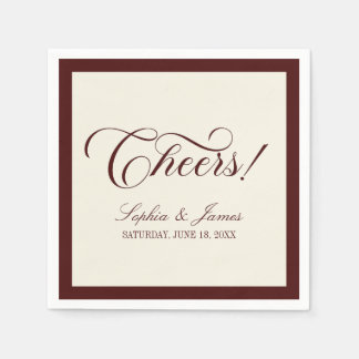 Cheers! Elegant Vintage Ivory Burgundy Wedding Pappersservett