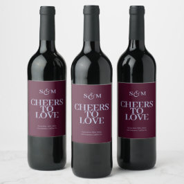 Cheers Fancy Script med hjärta Bröllop Vinflaska Etikett