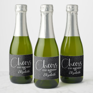 Cheers Faux Black GLITTER Birthday Mini
