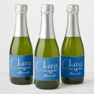 Cheers Faux Blue GLITTER Birthday Mini