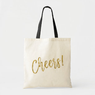 Cheers Faux Gold Foil Party Bag Tygkasse
