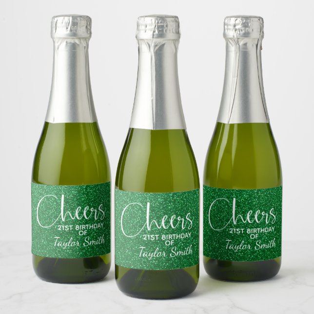 Cheers Faux Grönt GLITTER Birthday Mini (Flaskor)