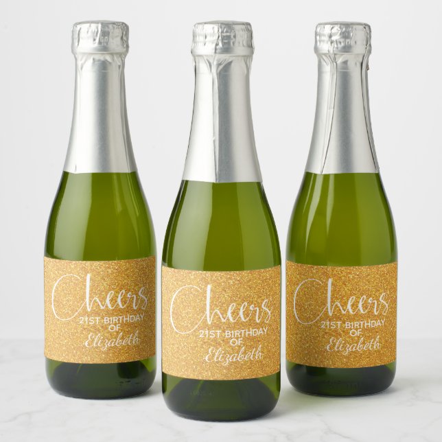 Cheers Faux Guld GLITTER Birthday Mini (Flaskor)