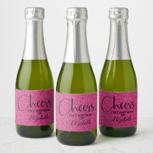 Cheers Faux Rosa GLITTER Birthday Mini