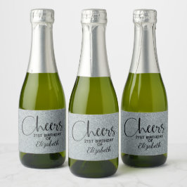Cheers Faux Silver GLITTER Birthday Mini