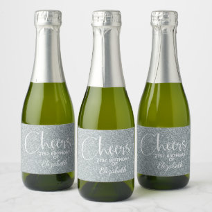 Cheers Faux Silver GLITTER Birthday Mini