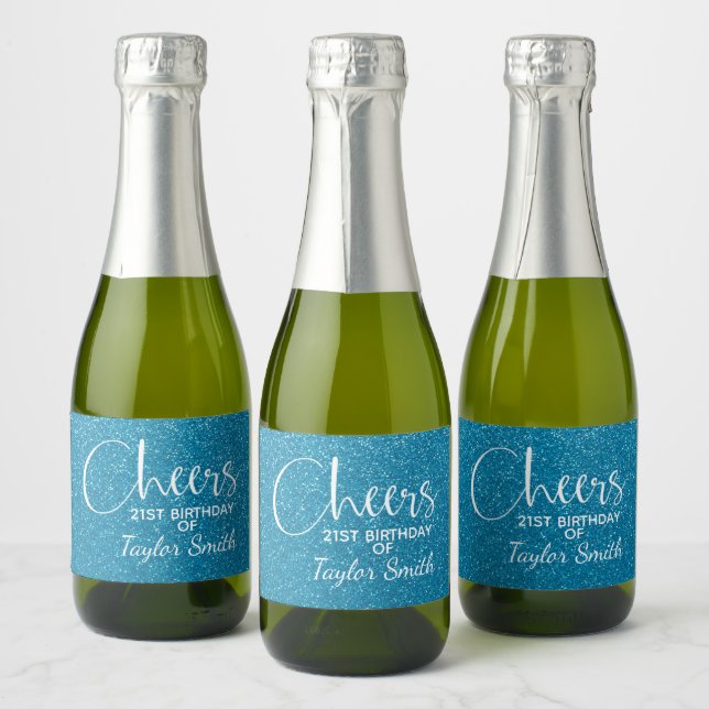 Cheers Faux Turkvoise GLITTER Birthday Mini (Flaskor)