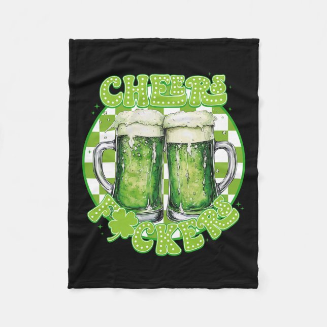 Cheers Fcckers St. Patricks Day Irish Shamrock Bee Fleecefilt (Framsidan)