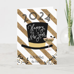 Cheers Festive Guld Rand Gott nytt år Helgkort