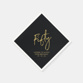 Cheers Fifty  | Modern Svart 50-årsfirande Pappersservett