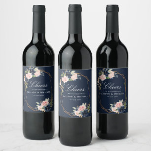 CHEERS flottan och blommigten bröllop Vinflaska Etikett