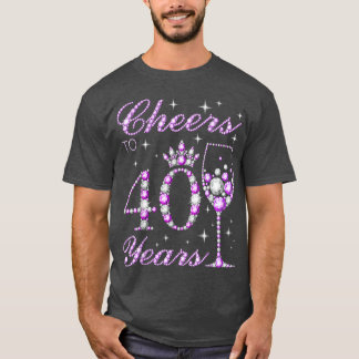 Cheers för 40 år gamla kvinnor Lila Cute 40th Birt T Shirt