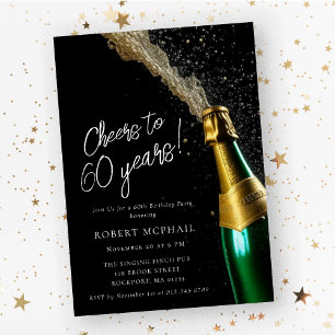 Cheers för 60 års champagne Flaska-födelsedagen Inbjudningar