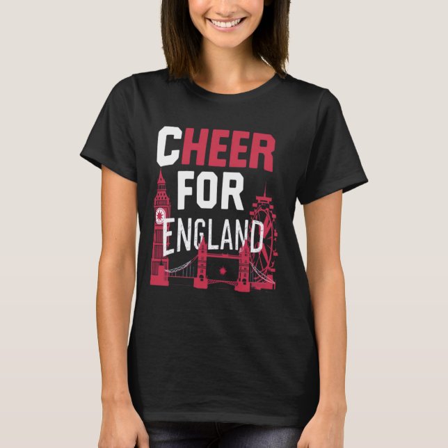 Cheers for England 2024 Supporter Patriotic Englan T Shirt (Framsida)