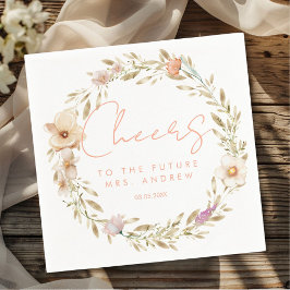 Cheers, för framtiden mrs! Boho, blomma Pappersservett