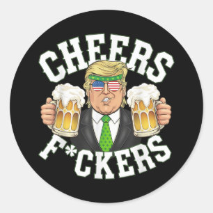 Cheers för St patricks day, lustig öl Runt Klistermärke