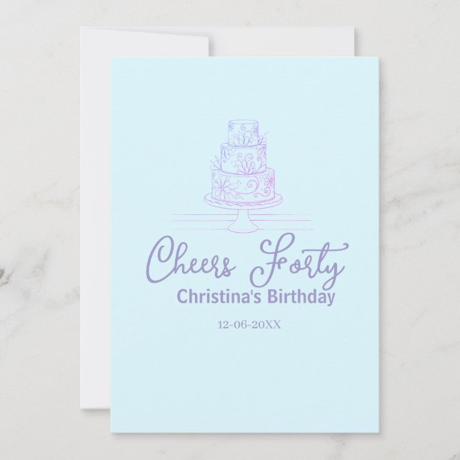 Cheers forty happy birthday cake blue purple name  (Framsida)
