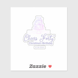 Cheers forty happy birthday cake blue purple name  klistermärken