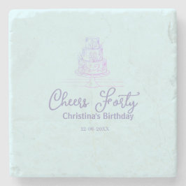 Cheers forty happy birthday cake blue purple name  stenunderlägg