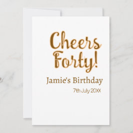 Cheers forty orange brown calligraphy birthday nam julkort