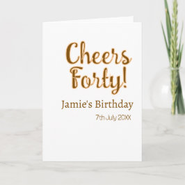 Cheers forty orange brown calligraphy birthday nam kort