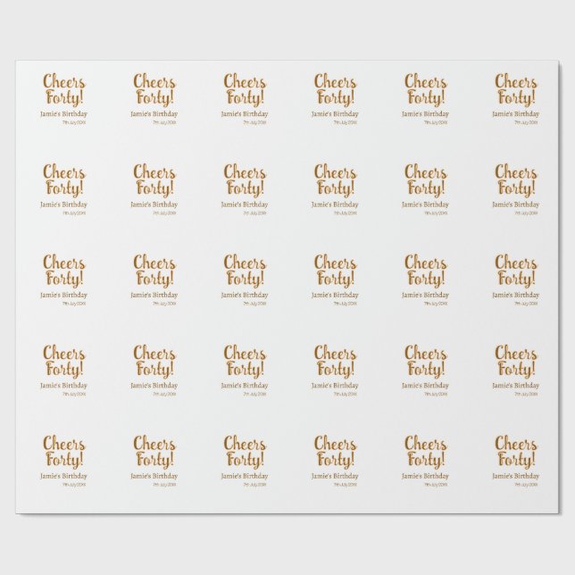 Cheers forty orange brown calligraphy birthday nam presentpapper (Platt)