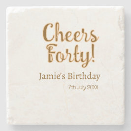 Cheers forty orange brown calligraphy birthday nam stenunderlägg