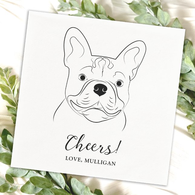 Cheers Fransk Bulldog Personlig Bröllop Pappersservett (Skapare uppladdad)