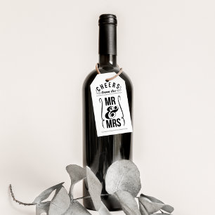 Cheers from the Mr & Mrs Wedding Wine Liquor Favor Presentetikett