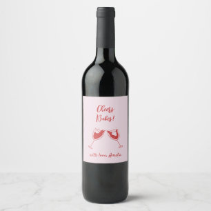 Cheers Galentine's Day Handskriftlig Vinflaska Etikett