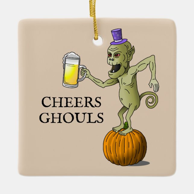 Cheers Ghouls Halloween fest Julgransprydnad Keramik (Framsida)