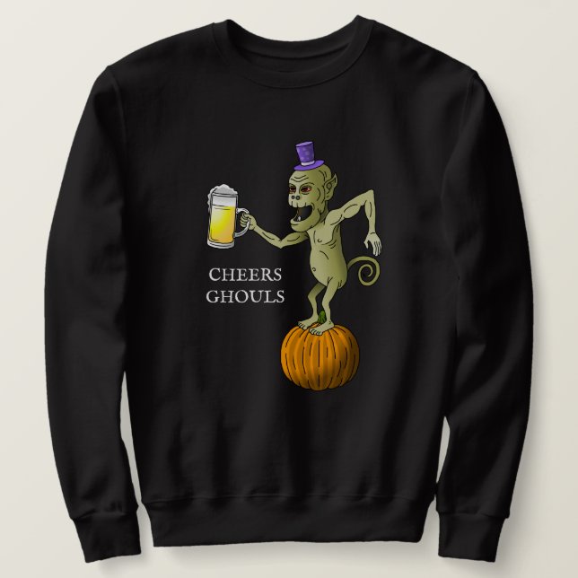 Cheers Ghouls Halloween fest Lång Ärmad Tröja (Design framsida)