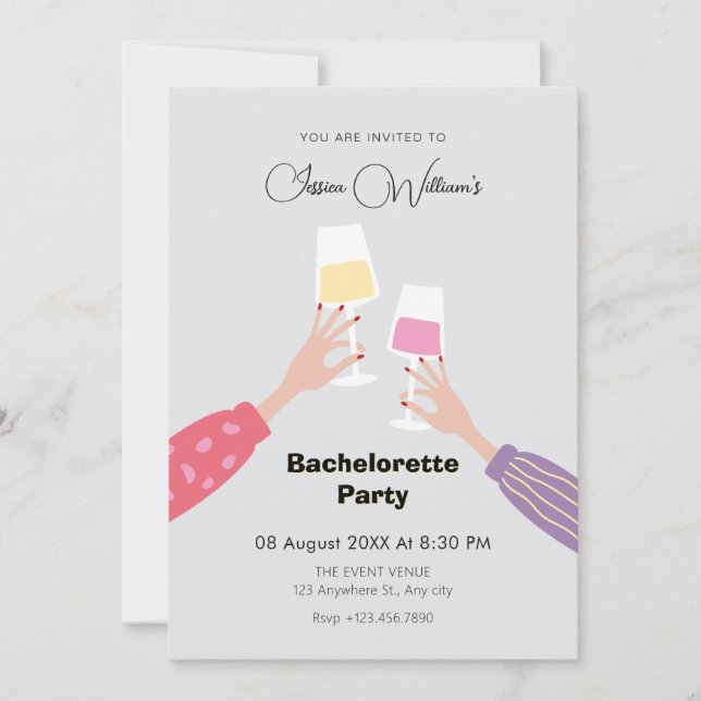 Cheers glass Bachelorette Party Inbjudningar (Framsida)