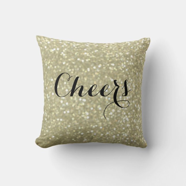 Cheers Glittery Guld Pillow Kudde (Framsida)
