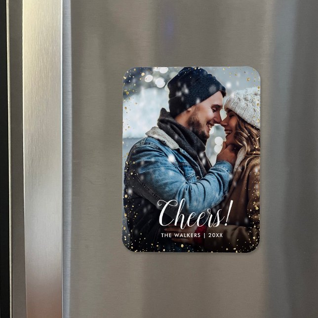 Cheers | Glitz Faux Glitter Photo Overlay Magnet (Skapare uppladdad)