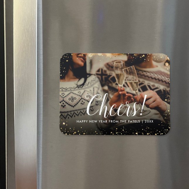 Cheers | Glitz Faux Glitter Photo Overlay Magnet (Skapare uppladdad)