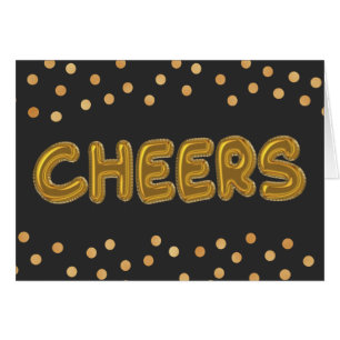 Cheers Gold Foil Balloons Hälsningskort