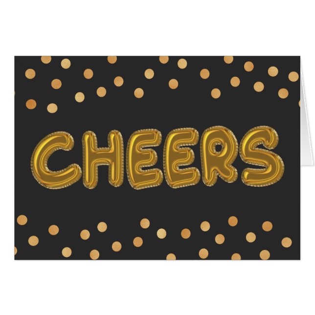 Cheers Gold Foil Balloons Hälsningskort (Framsidan Horizontal)