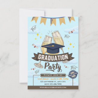 Cheers Graduation Party Class of 2026 Invitation Inbjudningar