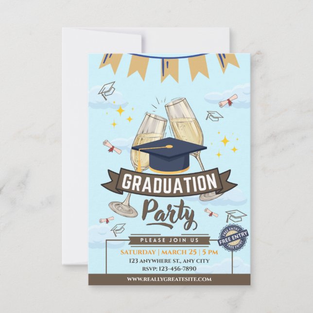 Cheers Graduation Party Class of 2026 Invitation Inbjudningar (Framsida)