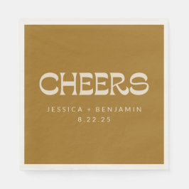 Cheers Groovy Guld Typography Namn Bröllop Pappersservett