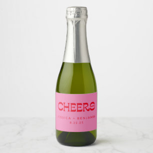 Cheers Groovy Rosa Red Typography Namn Bröllop