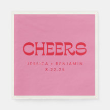 Cheers Groovy Rosa Red Typography Namn Bröllop