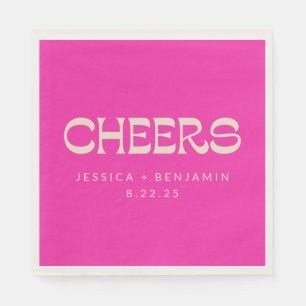 Cheers Groovy Shock rosa Typography Namn Bröllop Pappersservett