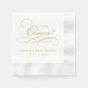 Cheers Guld Calligraphy Personligt bröllp Pappersservett