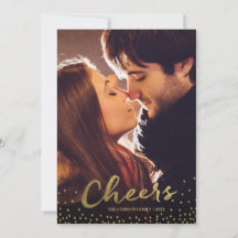 Cheers | Guld Confetti Helgdag-fotokort