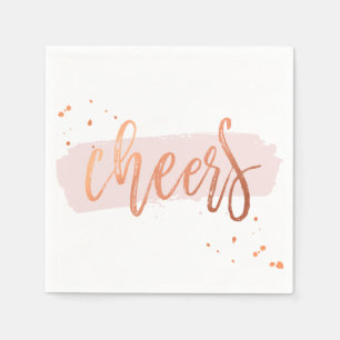 CHEERS HAND LETTERED SCRIPT- rosa Pappersservett