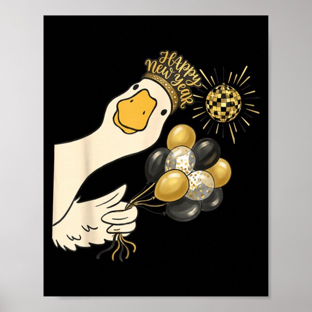 Cheers Happy New Year 2026 Goose With Balloon Disc Poster (Framsidan)