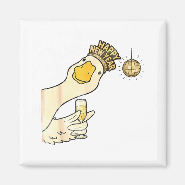 Cheers Happy New Year 2026 Goose With Champagne Di Magnet (Framsidan)